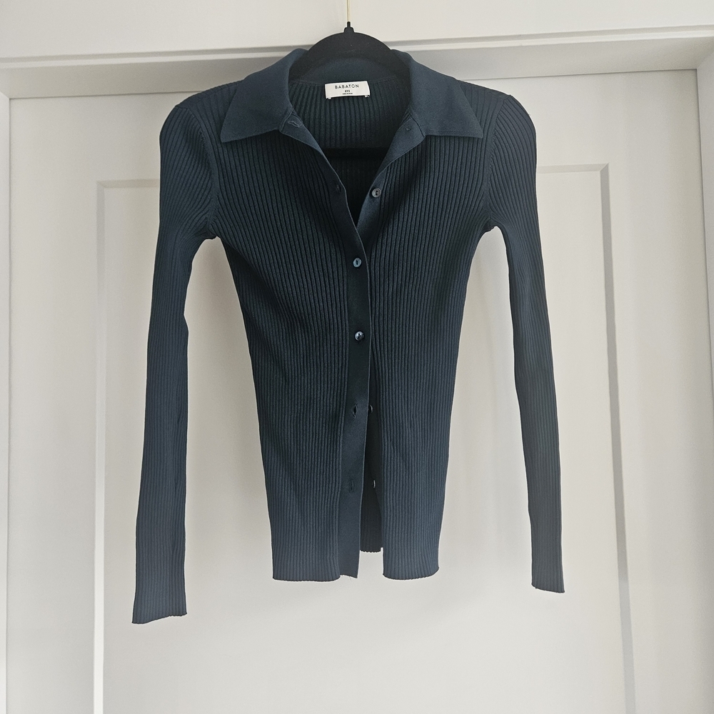 Babaton Emerald Green Ribbed Cardigan - Picture 2 of 6